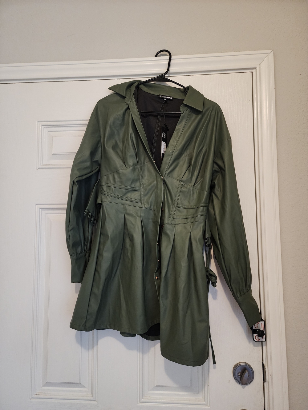 ZARA Green Faux Leather Trench Coat